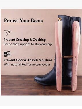 BOOT TREE FootFitter 14” Adjustable Cedar Boot Shaft Shapers (pair)EUC